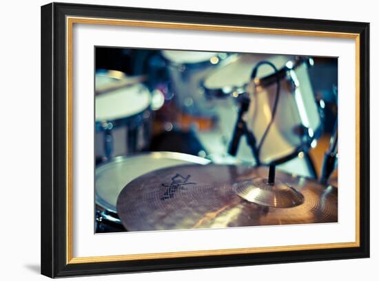 Close Up of Drum Kit with Cymbal and Tom Toms-Will Wilkinson-Framed Photographic Print