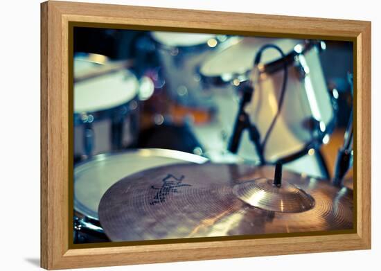 Close Up of Drum Kit with Cymbal and Tom Toms-Will Wilkinson-Framed Premier Image Canvas