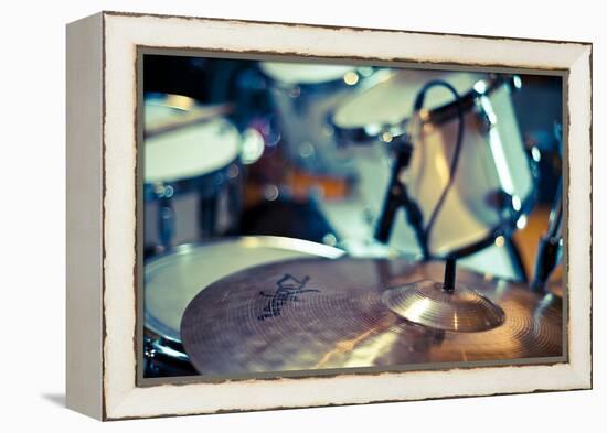 Close Up of Drum Kit with Cymbal and Tom Toms-Will Wilkinson-Framed Premier Image Canvas