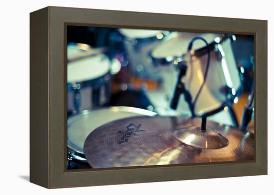 Close Up of Drum Kit with Cymbal and Tom Toms-Will Wilkinson-Framed Premier Image Canvas