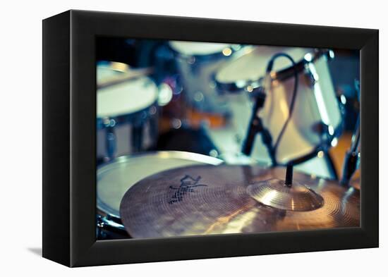 Close Up of Drum Kit with Cymbal and Tom Toms-Will Wilkinson-Framed Premier Image Canvas