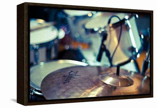 Close Up of Drum Kit with Cymbal and Tom Toms-Will Wilkinson-Framed Premier Image Canvas