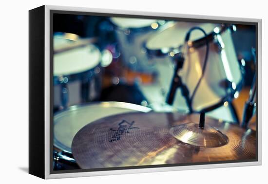 Close Up of Drum Kit with Cymbal and Tom Toms-Will Wilkinson-Framed Premier Image Canvas