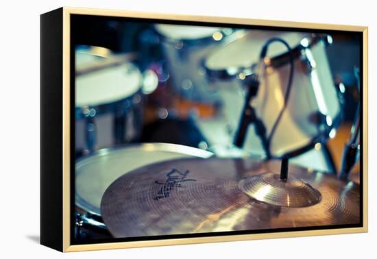 Close Up of Drum Kit with Cymbal and Tom Toms-Will Wilkinson-Framed Premier Image Canvas