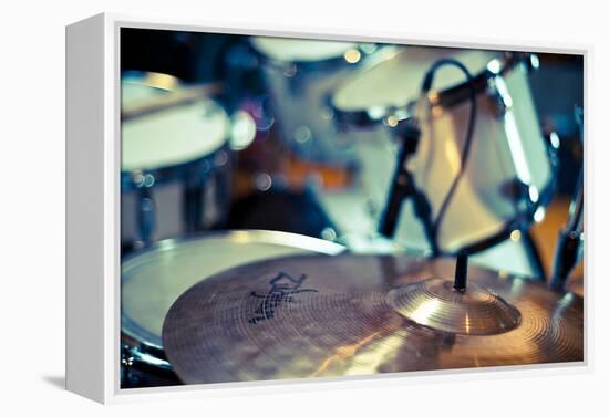 Close Up of Drum Kit with Cymbal and Tom Toms-Will Wilkinson-Framed Premier Image Canvas