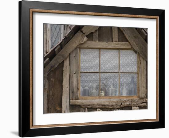 Close-Up of Dusty Bottles, Idaho City, Idaho, USA-Don Paulson-Framed Photographic Print