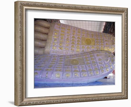 Close-Up of Feet of a Reclining Buddha Statue, Chauk Htat Gyi Pagoda, Yangon, Myanmar-Ken Gillham-Framed Photographic Print