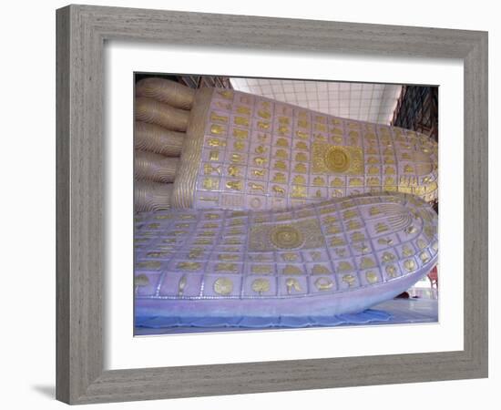 Close-Up of Feet of a Reclining Buddha Statue, Chauk Htat Gyi Pagoda, Yangon, Myanmar-Ken Gillham-Framed Photographic Print