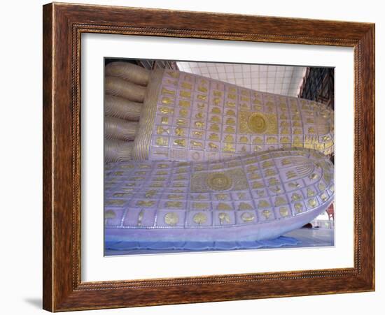 Close-Up of Feet of a Reclining Buddha Statue, Chauk Htat Gyi Pagoda, Yangon, Myanmar-Ken Gillham-Framed Photographic Print