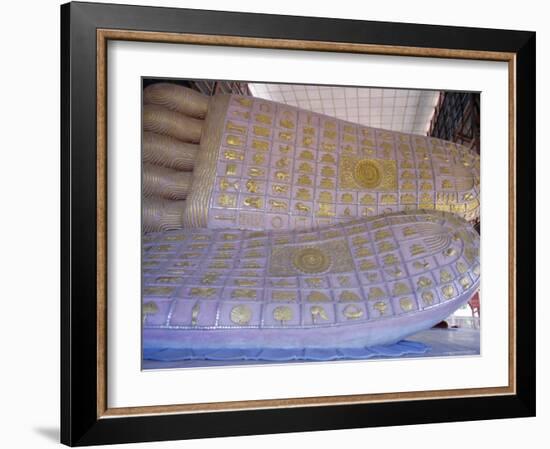 Close-Up of Feet of a Reclining Buddha Statue, Chauk Htat Gyi Pagoda, Yangon, Myanmar-Ken Gillham-Framed Photographic Print