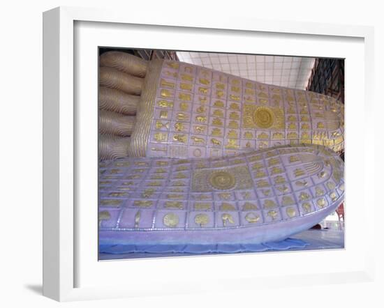 Close-Up of Feet of a Reclining Buddha Statue, Chauk Htat Gyi Pagoda, Yangon, Myanmar-Ken Gillham-Framed Photographic Print