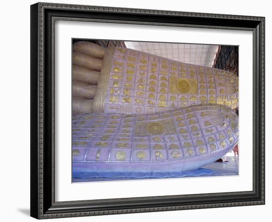 Close-Up of Feet of a Reclining Buddha Statue, Chauk Htat Gyi Pagoda, Yangon, Myanmar-Ken Gillham-Framed Photographic Print