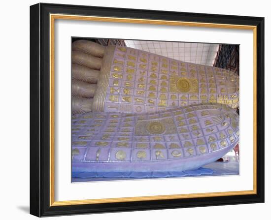 Close-Up of Feet of a Reclining Buddha Statue, Chauk Htat Gyi Pagoda, Yangon, Myanmar-Ken Gillham-Framed Photographic Print