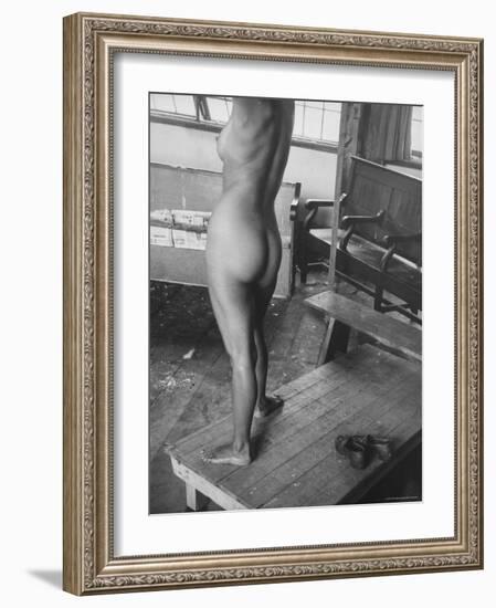 Close Up of Female Nude Model in Life Drawing Class at the Skowhegan School of the Arts-Gjon Mili-Framed Photographic Print