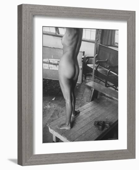 Close Up of Female Nude Model in Life Drawing Class at the Skowhegan School of the Arts-Gjon Mili-Framed Photographic Print