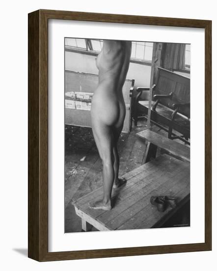 Close Up of Female Nude Model in Life Drawing Class at the Skowhegan School of the Arts-Gjon Mili-Framed Photographic Print