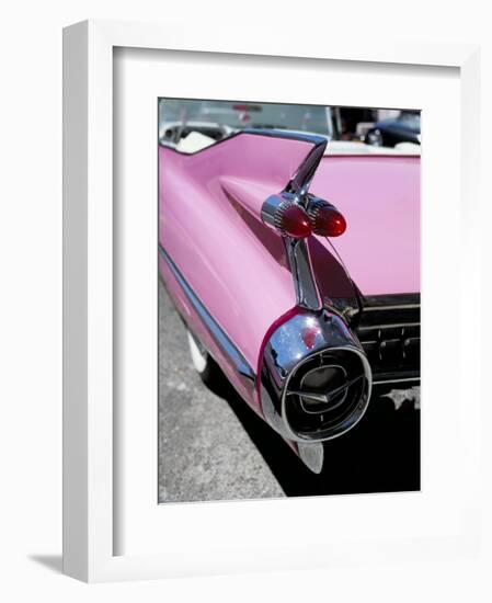 Close-Up of Fin and Lights on a Pink Cadillac Car-Mark Chivers-Framed Photographic Print