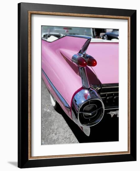 Close-Up of Fin and Lights on a Pink Cadillac Car-Mark Chivers-Framed Photographic Print