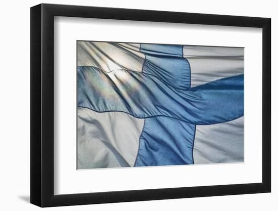 Close-Up of Finnish Flag-Jon Hicks-Framed Photographic Print