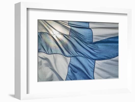 Close-Up of Finnish Flag-Jon Hicks-Framed Photographic Print