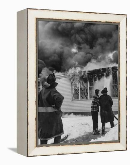 Close-Up of Fire at Cleveland Hill School-Grey Villet-Framed Premier Image Canvas