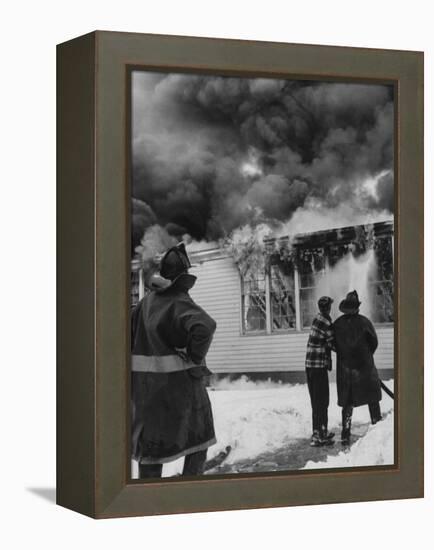 Close-Up of Fire at Cleveland Hill School-Grey Villet-Framed Premier Image Canvas