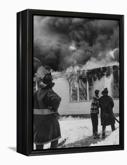 Close-Up of Fire at Cleveland Hill School-Grey Villet-Framed Premier Image Canvas