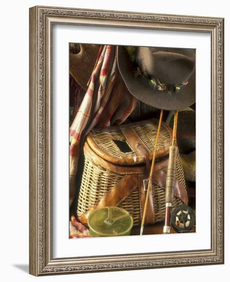 Close-up of Fishing Equipment And a Hat-null-Framed Photographic Print