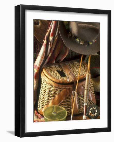 Close-up of Fishing Equipment And a Hat-null-Framed Photographic Print