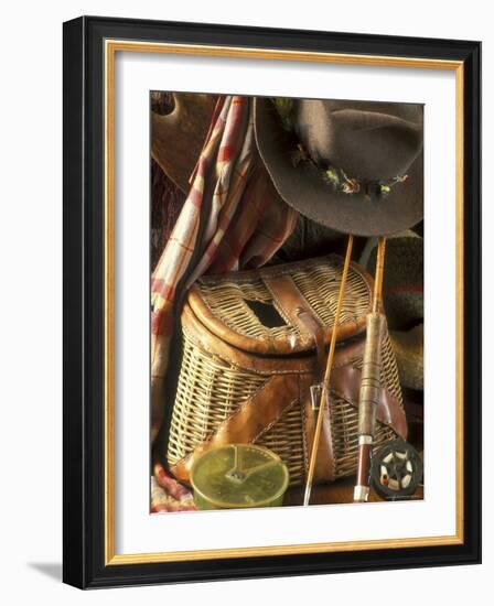 Close-up of Fishing Equipment And a Hat-null-Framed Photographic Print