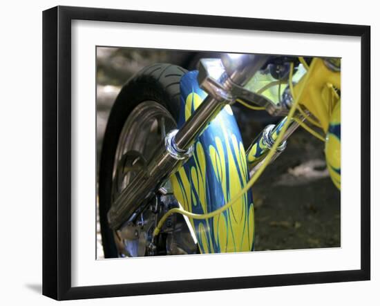 Close-up of Flame Design on a Motorcycle Fender-null-Framed Photographic Print