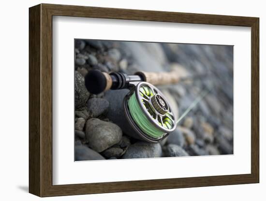 Close-Up of Fly Fishing Reel and Steelhead-Justin Bailie-Framed Photographic Print