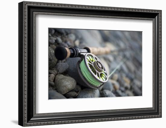 Close-Up of Fly Fishing Reel and Steelhead-Justin Bailie-Framed Photographic Print