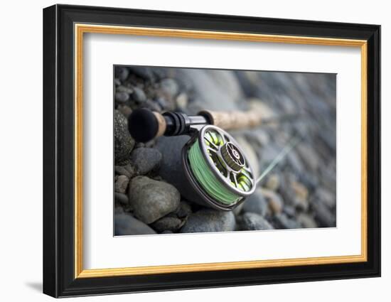 Close-Up of Fly Fishing Reel and Steelhead-Justin Bailie-Framed Photographic Print