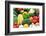 Close up of Fresh Raw Organic Vegetable Produce, Assortment of Corn, Peppers, Broccoli, Mushrooms,-warrengoldswain-Framed Photographic Print