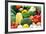 Close up of Fresh Raw Organic Vegetable Produce, Assortment of Corn, Peppers, Broccoli, Mushrooms,-warrengoldswain-Framed Photographic Print