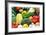 Close up of Fresh Raw Organic Vegetable Produce, Assortment of Corn, Peppers, Broccoli, Mushrooms,-warrengoldswain-Framed Photographic Print