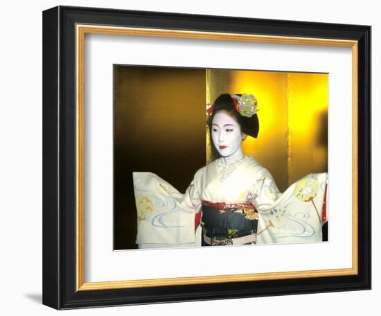 Close-up of Geisha Girl in Gold, Kyoto, Japan-Bill Bachmann-Framed Photographic Print