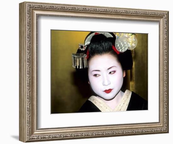 Close-up of Geisha Girl in Gold, Kyoto, Japan-Bill Bachmann-Framed Photographic Print