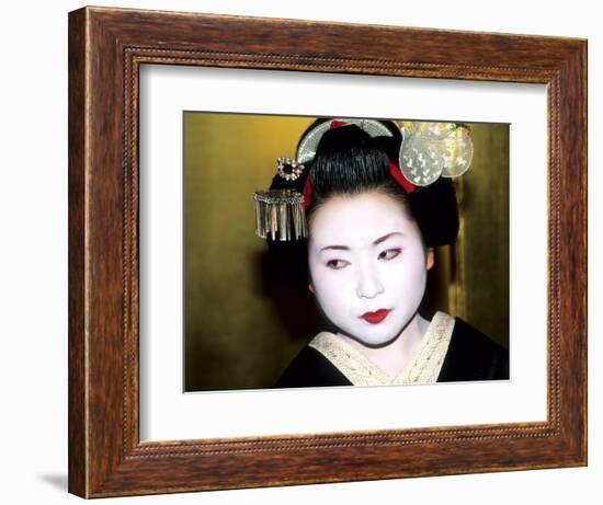 Close-up of Geisha Girl in Gold, Kyoto, Japan-Bill Bachmann-Framed Photographic Print