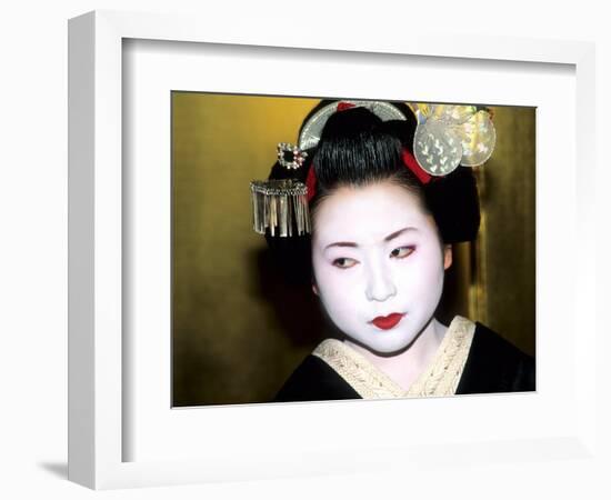 Close-up of Geisha Girl in Gold, Kyoto, Japan-Bill Bachmann-Framed Photographic Print