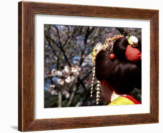 Close-up of Geisha on Philosophers Path, Kyoto, Japan-Nancy & Steve Ross-Framed Photographic Print