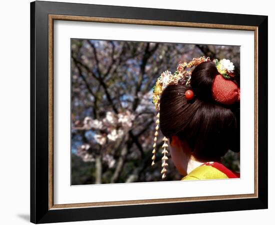 Close-up of Geisha on Philosophers Path, Kyoto, Japan-Nancy & Steve Ross-Framed Photographic Print