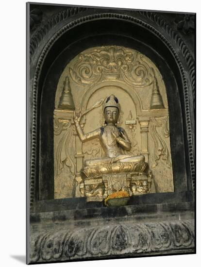 Close-up of Gold Relief Carving of Manjushri, Bodhgaya (Bodh Gaya), Bihar State, India, Asia-James Gritz-Mounted Photographic Print