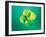 Close Up of Green Leaf Sprig on Dark Teal-null-Framed Photographic Print