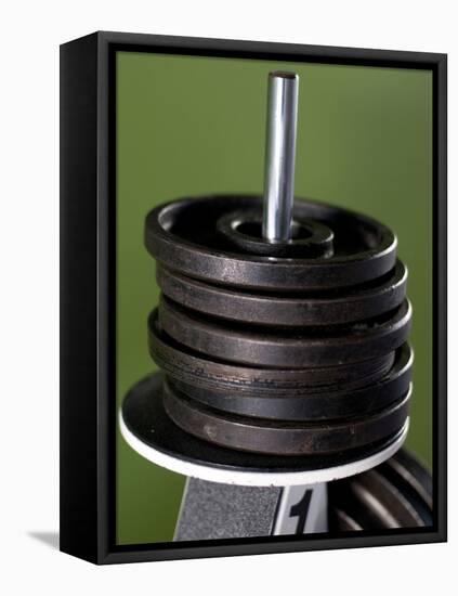 Close-Up of Gym Weightlifting Equipment-Matt Freedman-Framed Premier Image Canvas