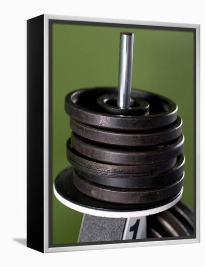 Close-Up of Gym Weightlifting Equipment-Matt Freedman-Framed Premier Image Canvas