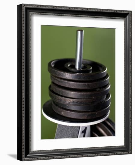 Close-Up of Gym Weightlifting Equipment-Matt Freedman-Framed Photographic Print