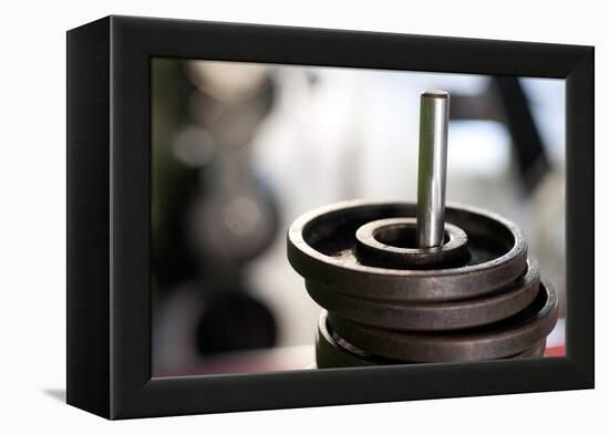 Close-Up of Gym Weightlifting Equipment-Matt Freedman-Framed Premier Image Canvas