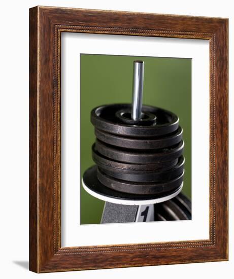 Close-Up of Gym Weightlifting Equipment-Matt Freedman-Framed Photographic Print